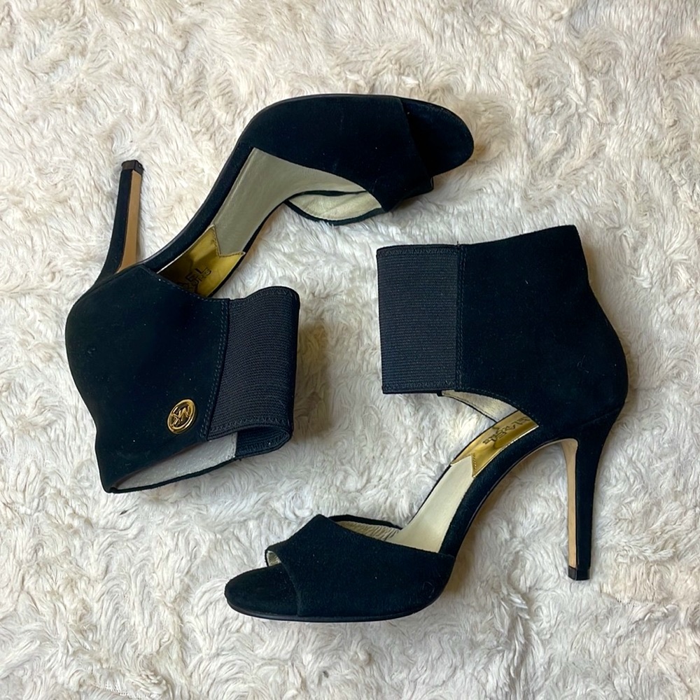 Michael Kors suede open toe heels.